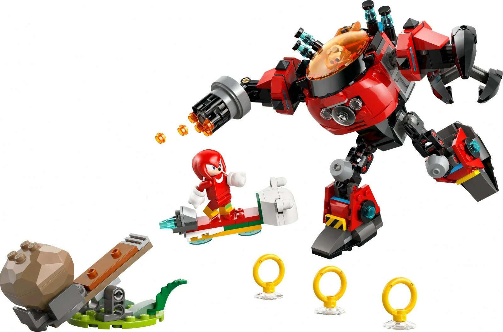 Gradbeni set, Knuckles proti Dr. Eggman v Egg Crusher Mech (350 kosov) - LEGO Sonic the Hedgehog 77005
