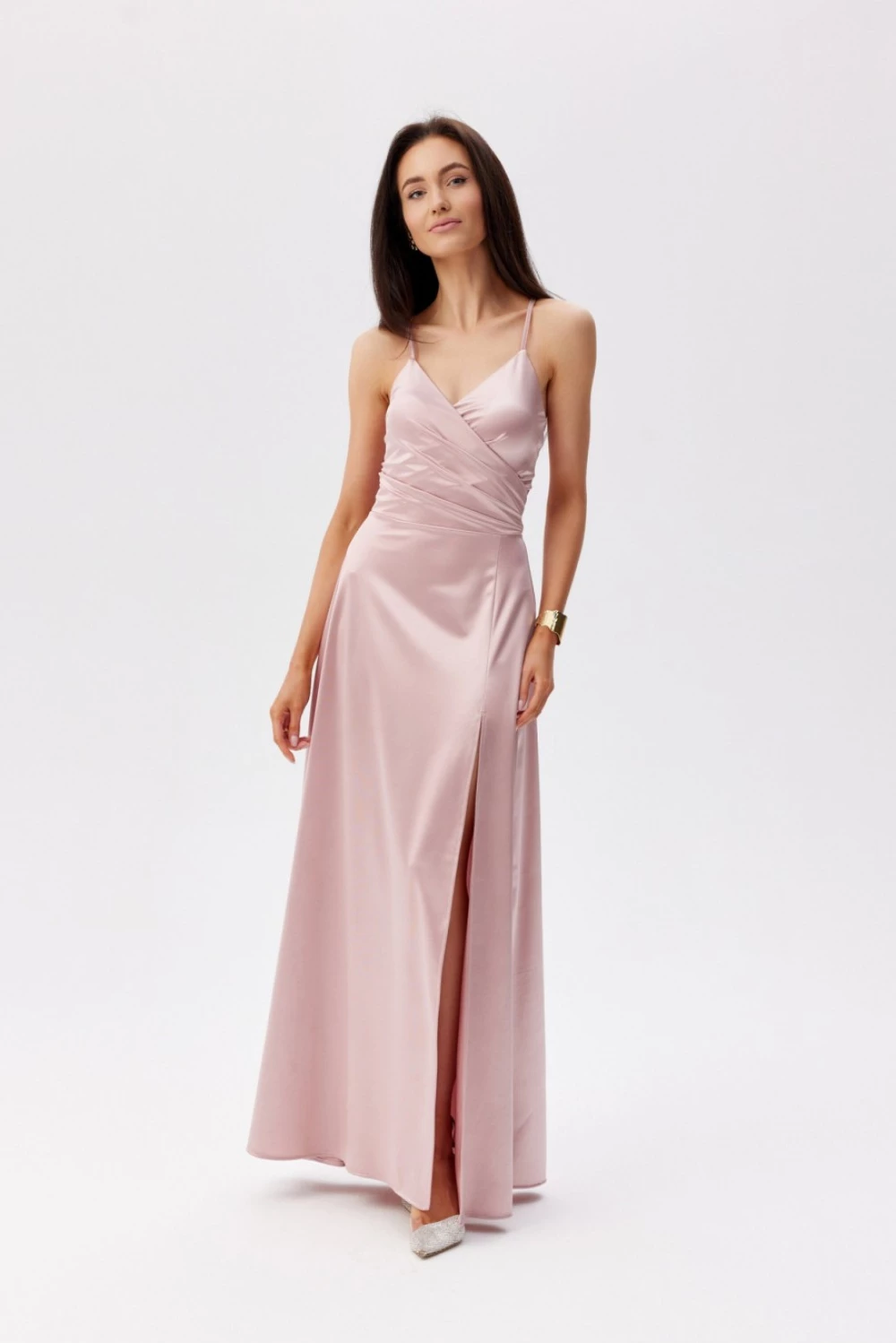 Dolga obleka model 210977, rožnata - Roco Fashion