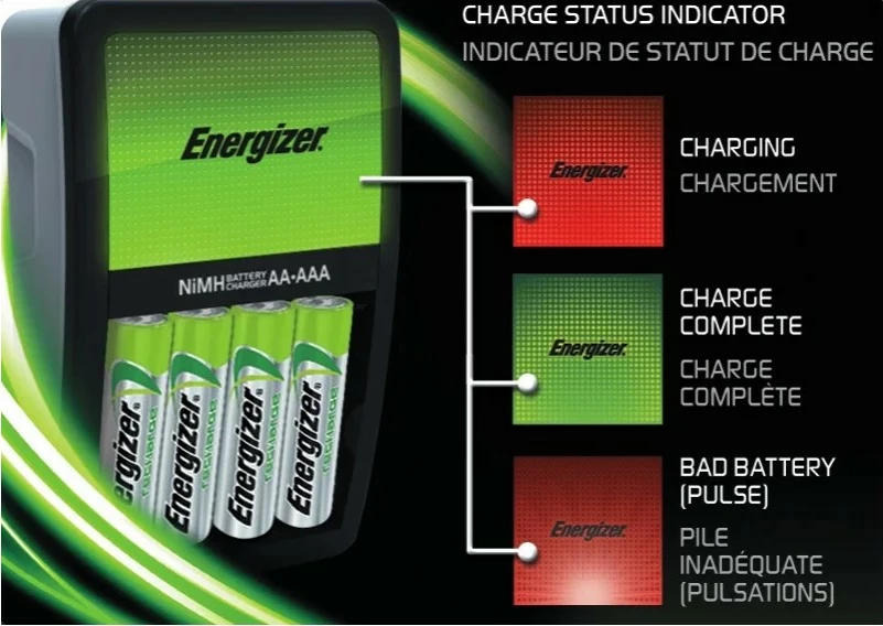 Polnilec baterij z 4 AA 2000 mAh, Energizer Maxi + Power Plus, srebrn