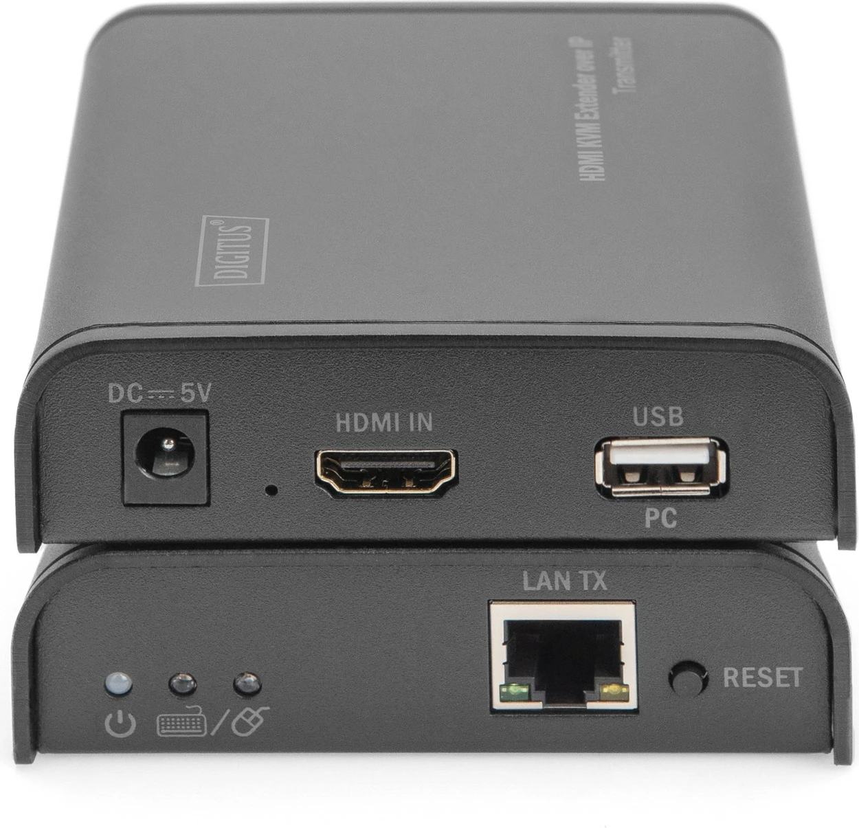 HDMI KVM IP podaljševalnik Digitus, komplet z oddajnikom in sprejemnikom, s kablom, 80 m, Cat5/Cat5e/Cat6, 1920 x 1080, črn
