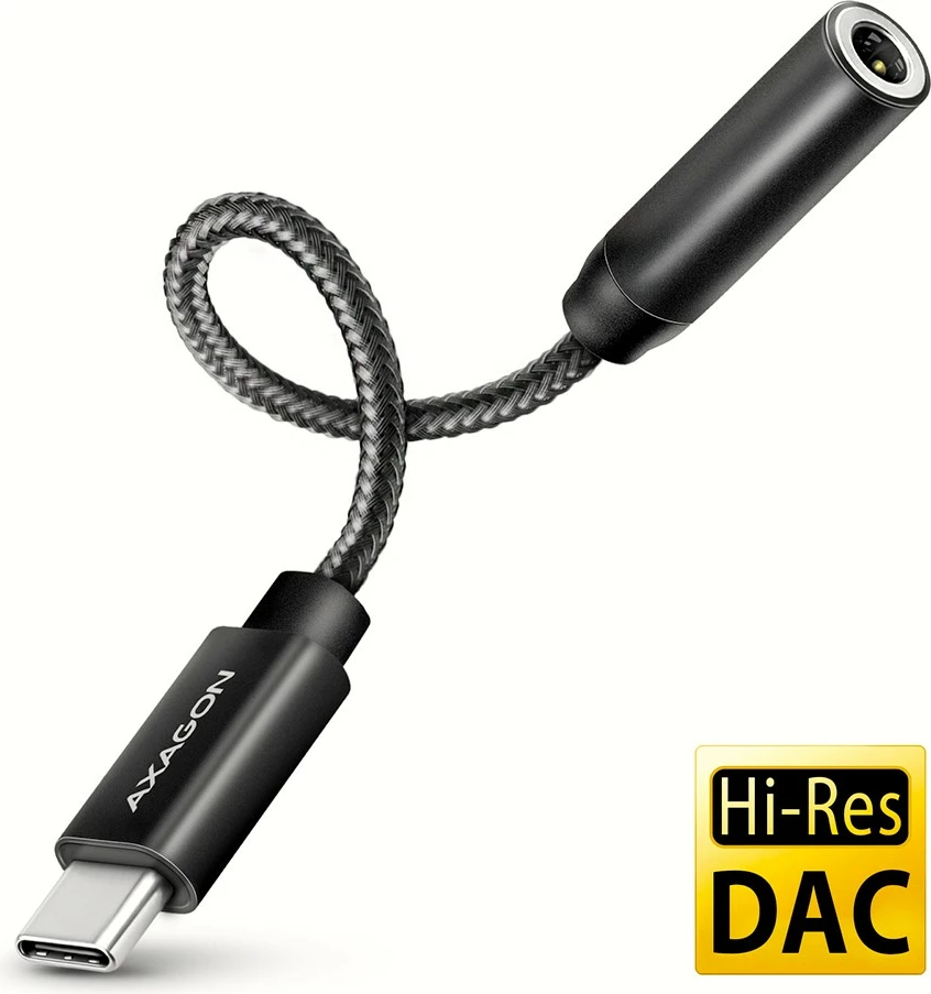 Zunanja zvočna kartica USB-C na 3,5 mm, DAC 32-bit/384 kHz, črna, AXAGON ADA-HC