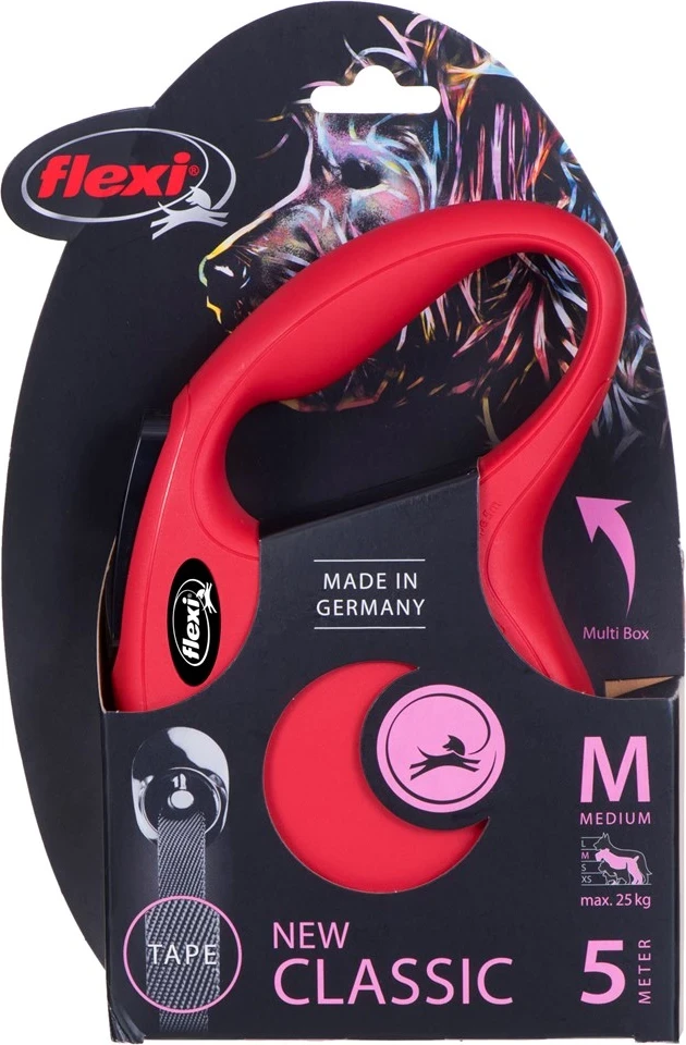 Rebrin za psa Flexi, 5 m, rdeč