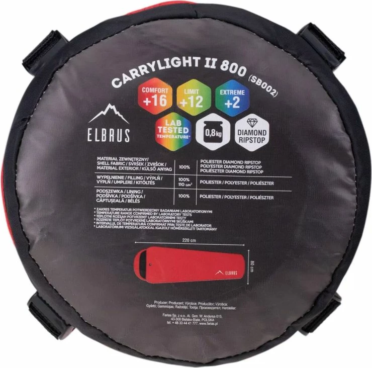 Spalna vreča za turizem Elbrus, rdeča