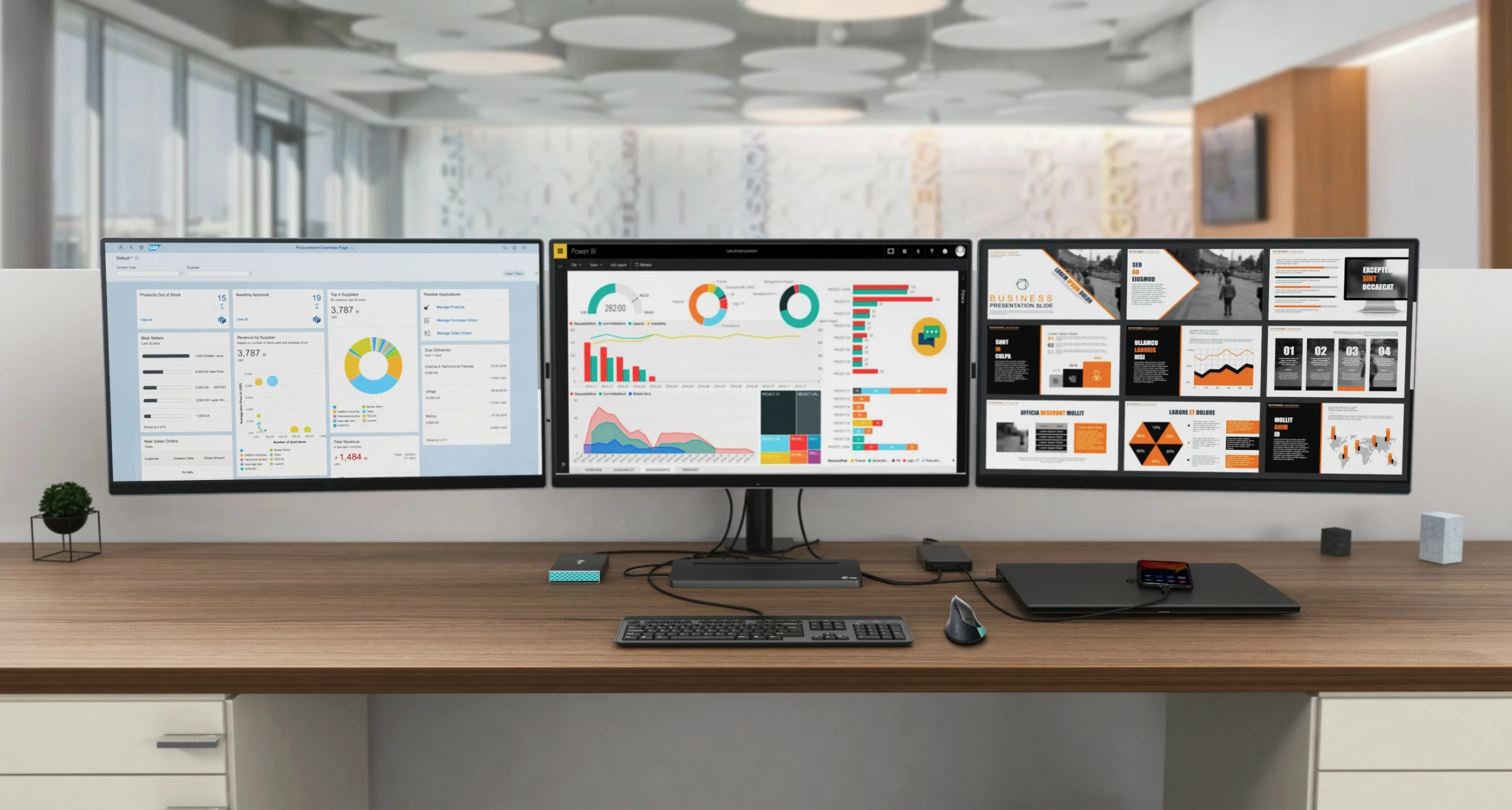 Ergonomska docking postaja i-tec Metal USB-C 4K, 3x zaslon, Power Delivery 85W, siva