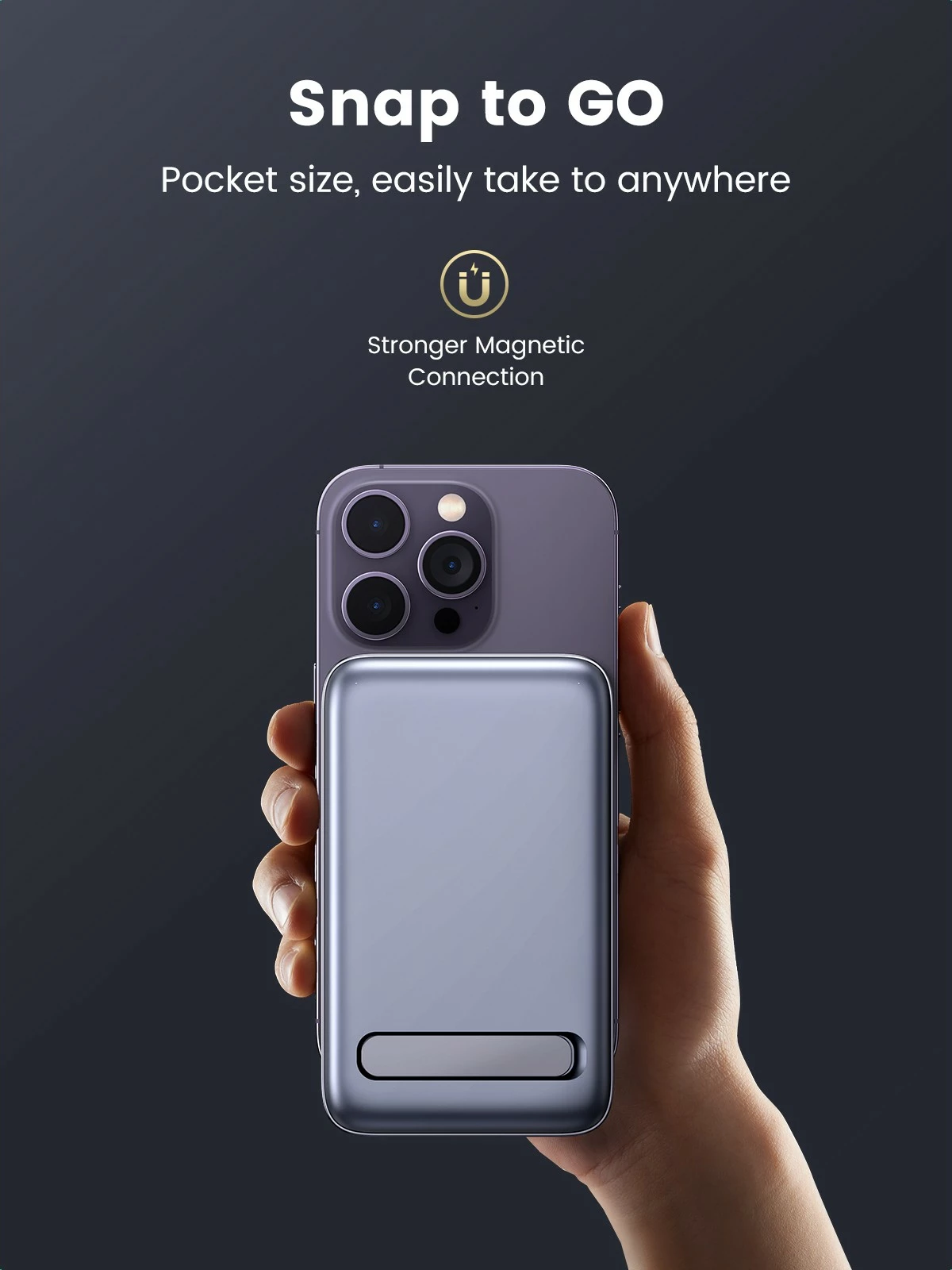 Mini brezžični powerbank 10000mAh, 20W z MagSafe Ugreen, siva