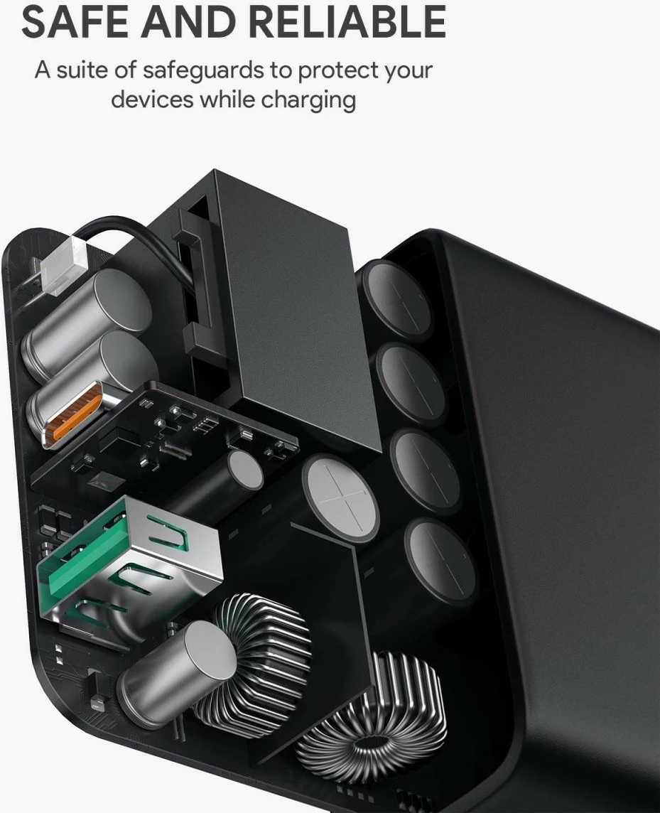 Stenski polnilec AUKEY PA-D3, 60 W, 2x USB (USB-C + USB 3.0), črn