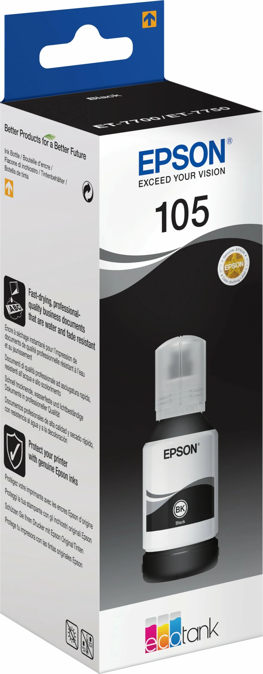Črn pigmentni lonec za črnilo Epson 105 EcoTank, 140 ml
