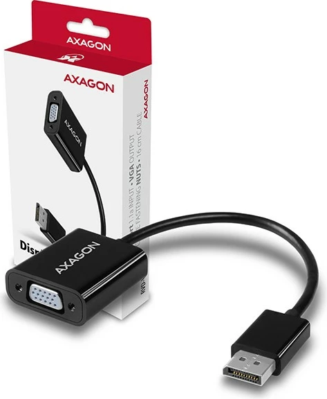 Adapter DisplayPort na VGA AXAGON RVD-VGN, 1920x1200 (Full HD), črn Adapter DisplayPort na VGA AXAGON RVD-VGN, 1920x1200 (Full HD), črn