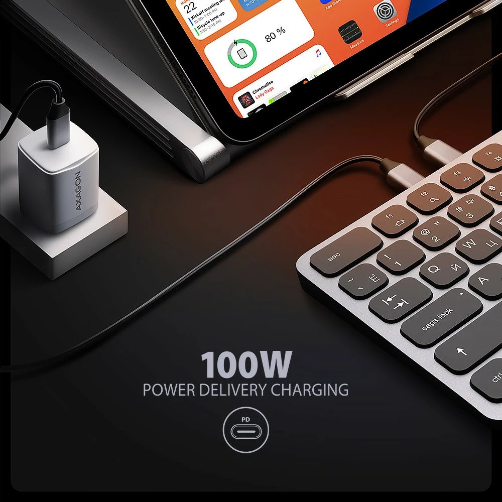 Tipkovnica z USB-C hub 9-v-1, cirilična postavitev, 60 cm, siva, AXAGON HMC-KB-CRL Tipkovnica z USB-C hub 9-v-1, cirilična postavitev, 60 cm, siva, AXAGON HMC-KB-CRL