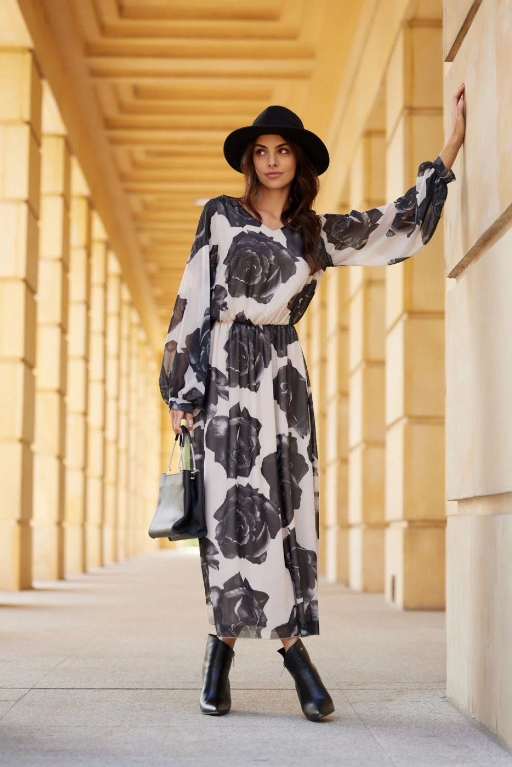 Dolga obleka Roco Fashion Ariela, večbarvna