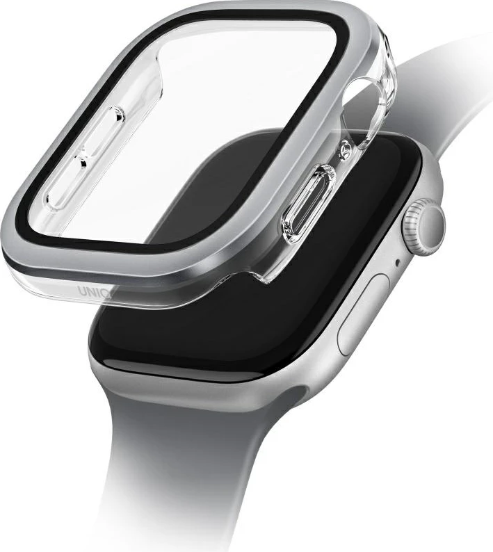 Zaščita za Apple Watch 10, 46 mm UNIQ Voute, kaljeno steklo, srebrna