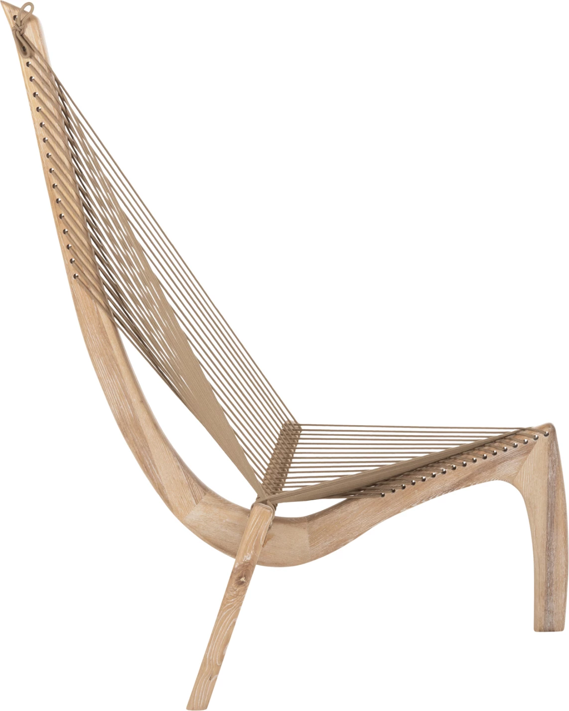 Lounge stol HARP FH9861 okvir iz jesenovega lesa in sintetične vrvi v naravni barvi 85x101,5x128,5Hcm