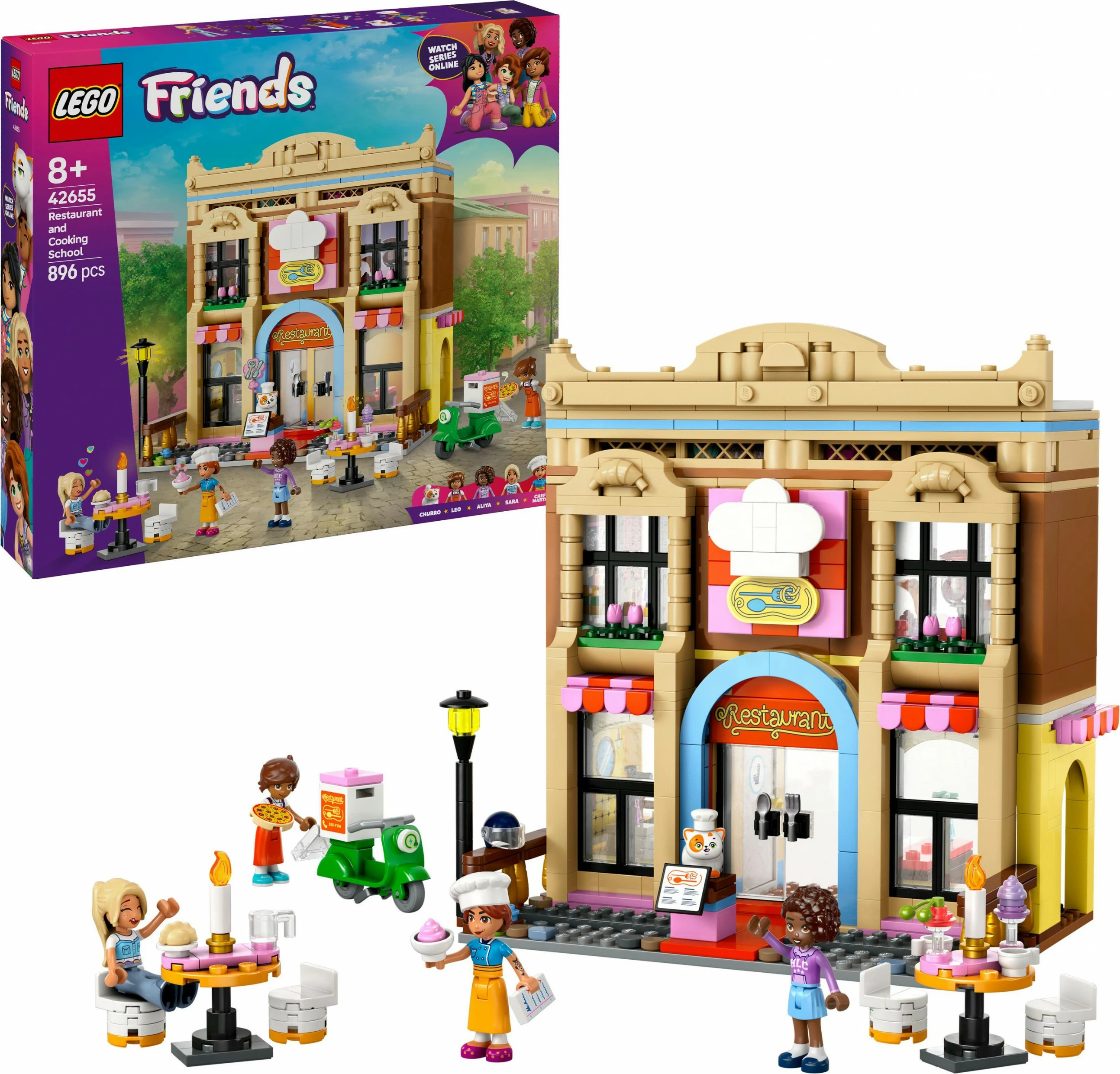 Restavracija in kuharska šola LEGO Friends 42655, 896 kosov, pisano