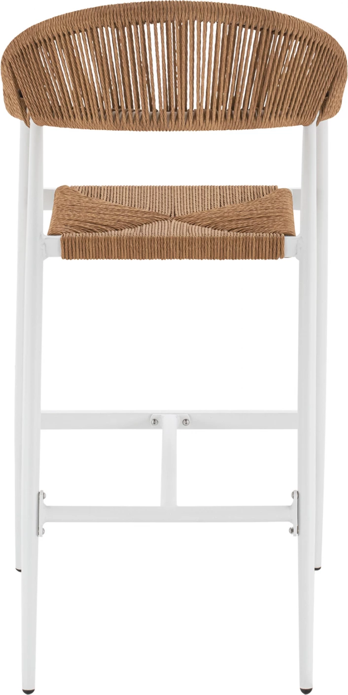 Aluminijasti barski stol v beli barvi z vrvjo v bež FH5788.01 55x57x106 cm