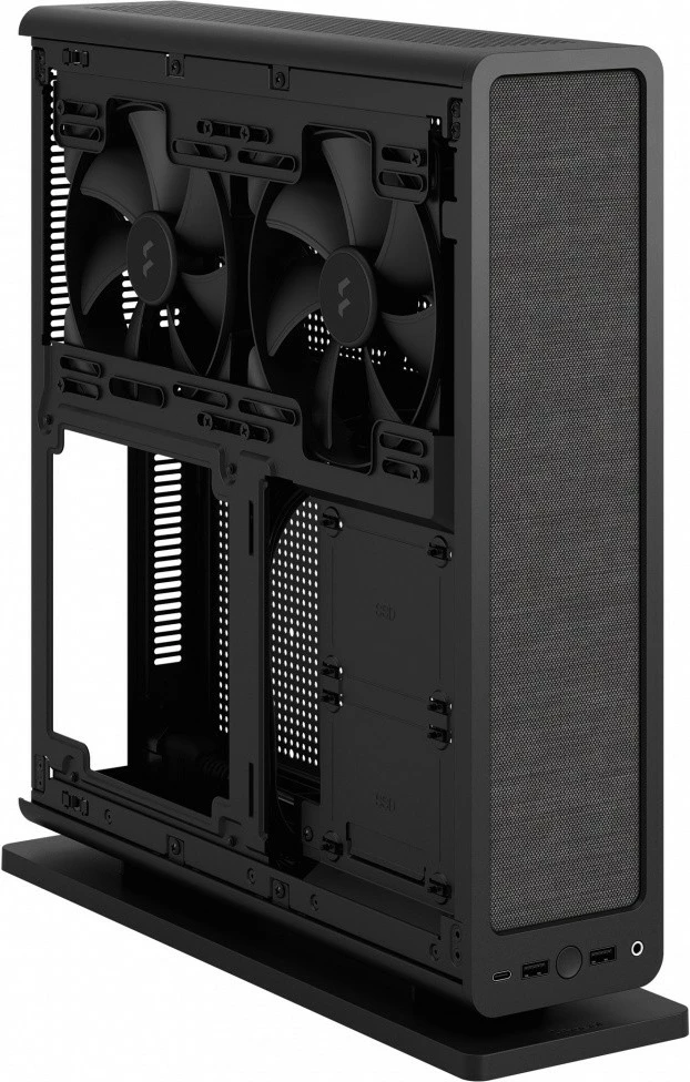 Kompaktna ohišje Fractal Design Ridge Black, Mini ITX, Tower Slim, 4x 2.5" pogon, črno