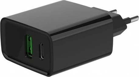 Stenski polnilec Gembird TA-UC-PDQC20-01-BK, 20 W, 2 USB priključka, črn