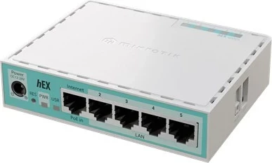 Kompakten usmerjevalnik MikroTik RouterBOARD hEX, 5 Ethernet priključkov, bel Kompakten usmerjevalnik MikroTik RouterBOARD hEX, 5 Ethernet priključkov, bel