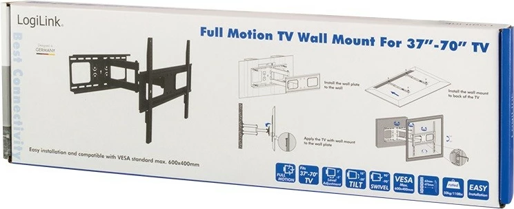 Nosilec za steno za TV LogiLink BP0028, 37–70 palcev, 50 kg, črn