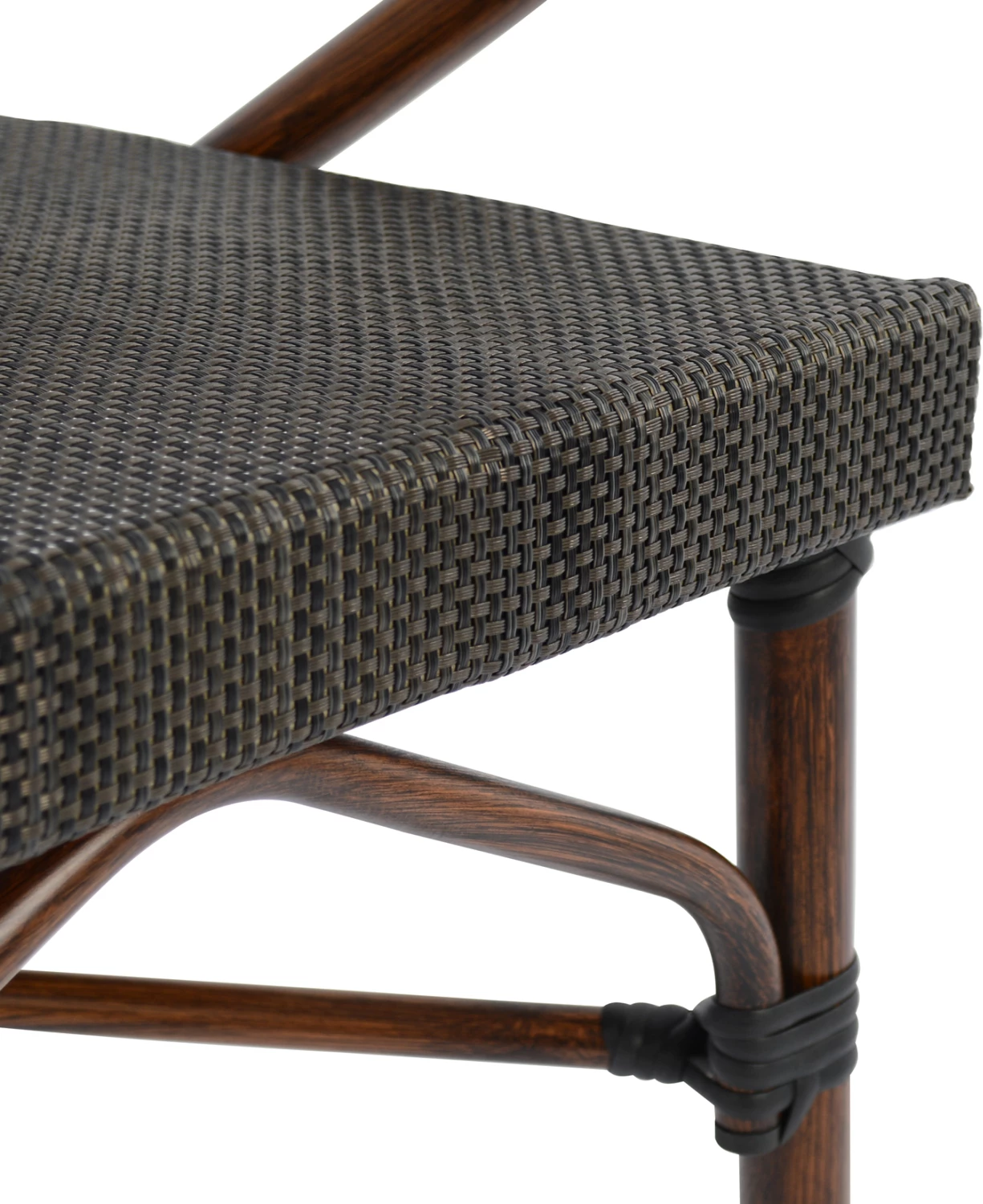 Stol iz aluminija v videzu bambusa rjave barve s tekstilom FH5025 60,5x59x81 cm