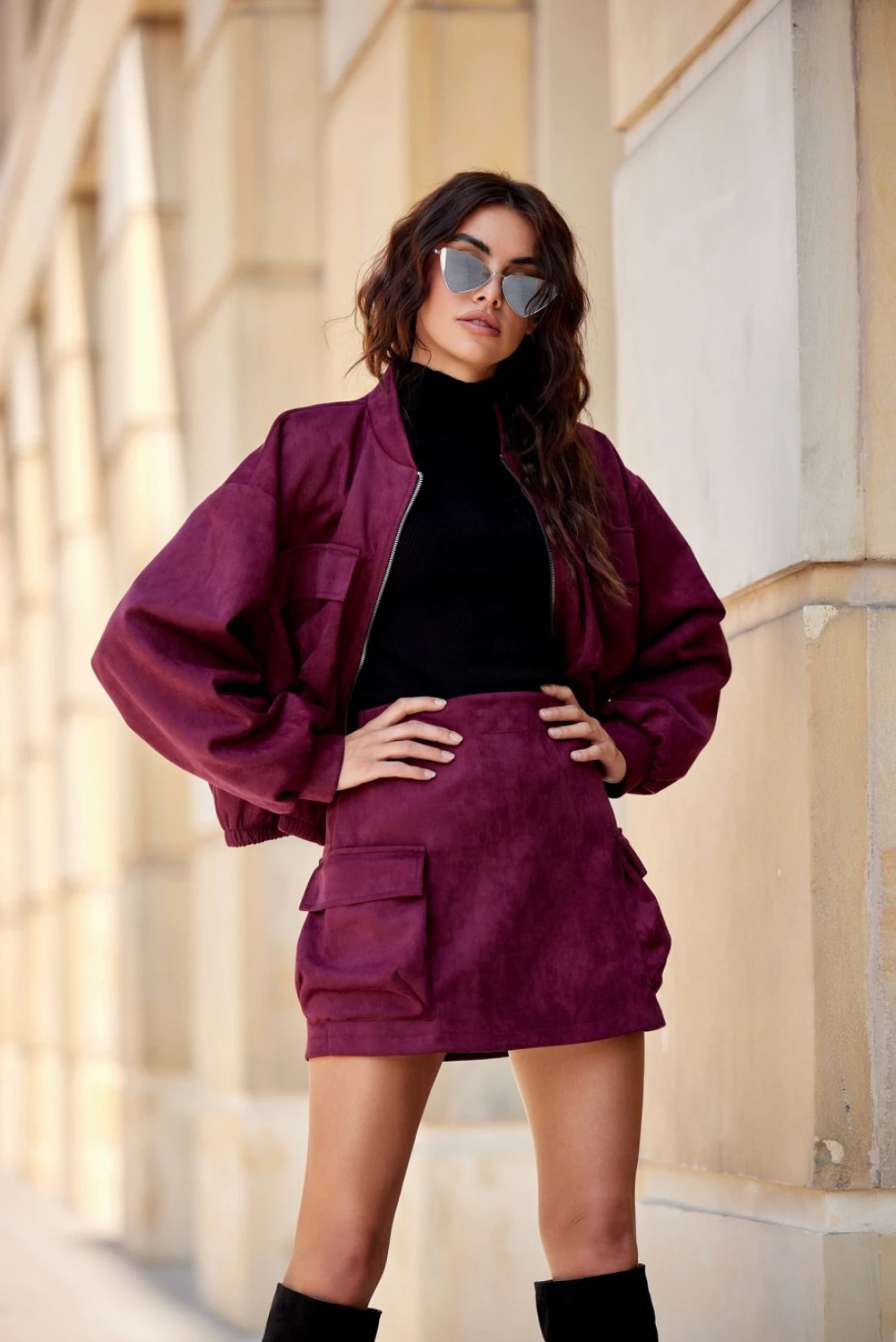 Mini krilo iz žameta, Roco Fashion, rdeče