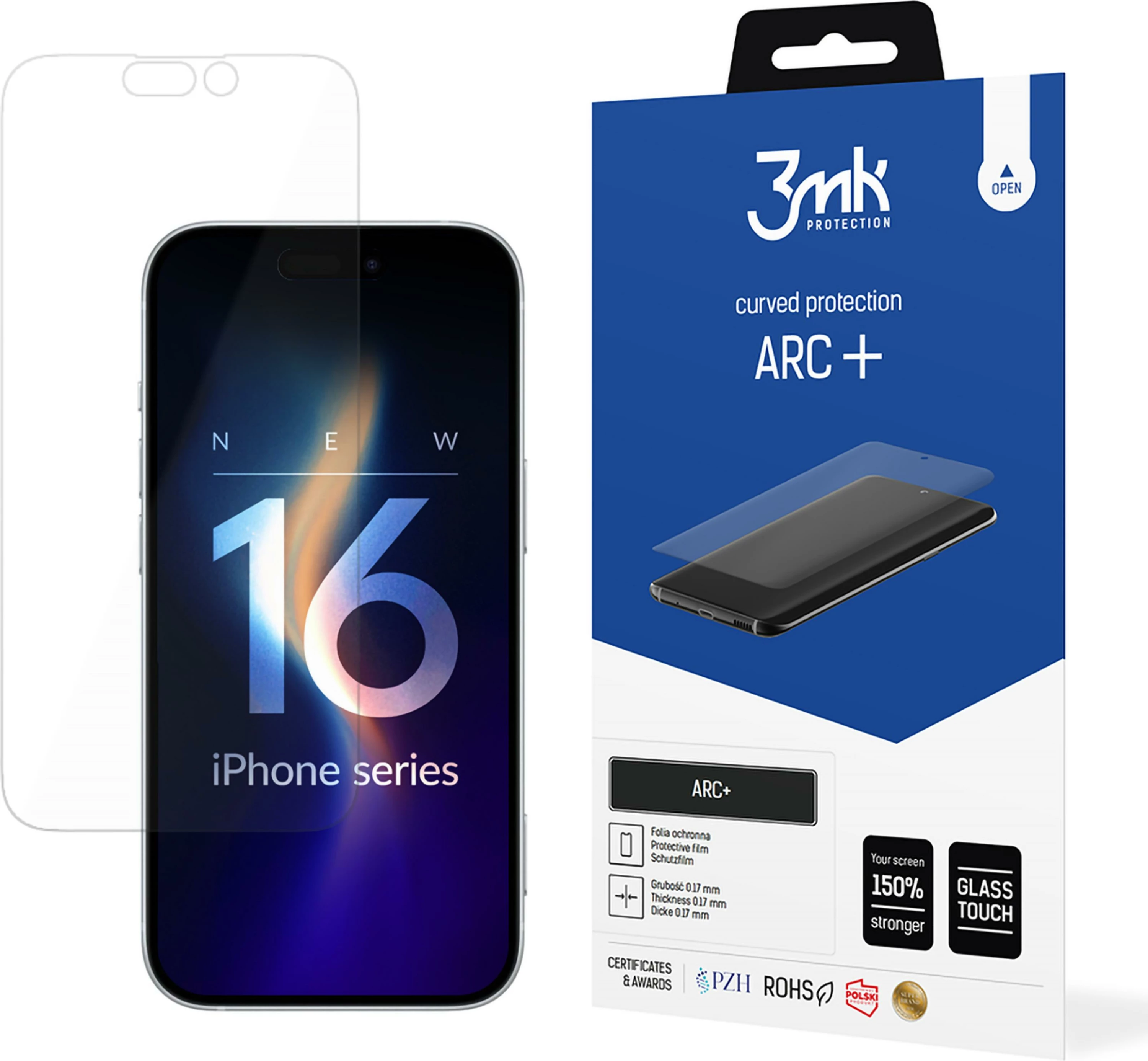 Prozoren zaščitni film za zaslon 3mk ARC+ za iPhone 16 Plus