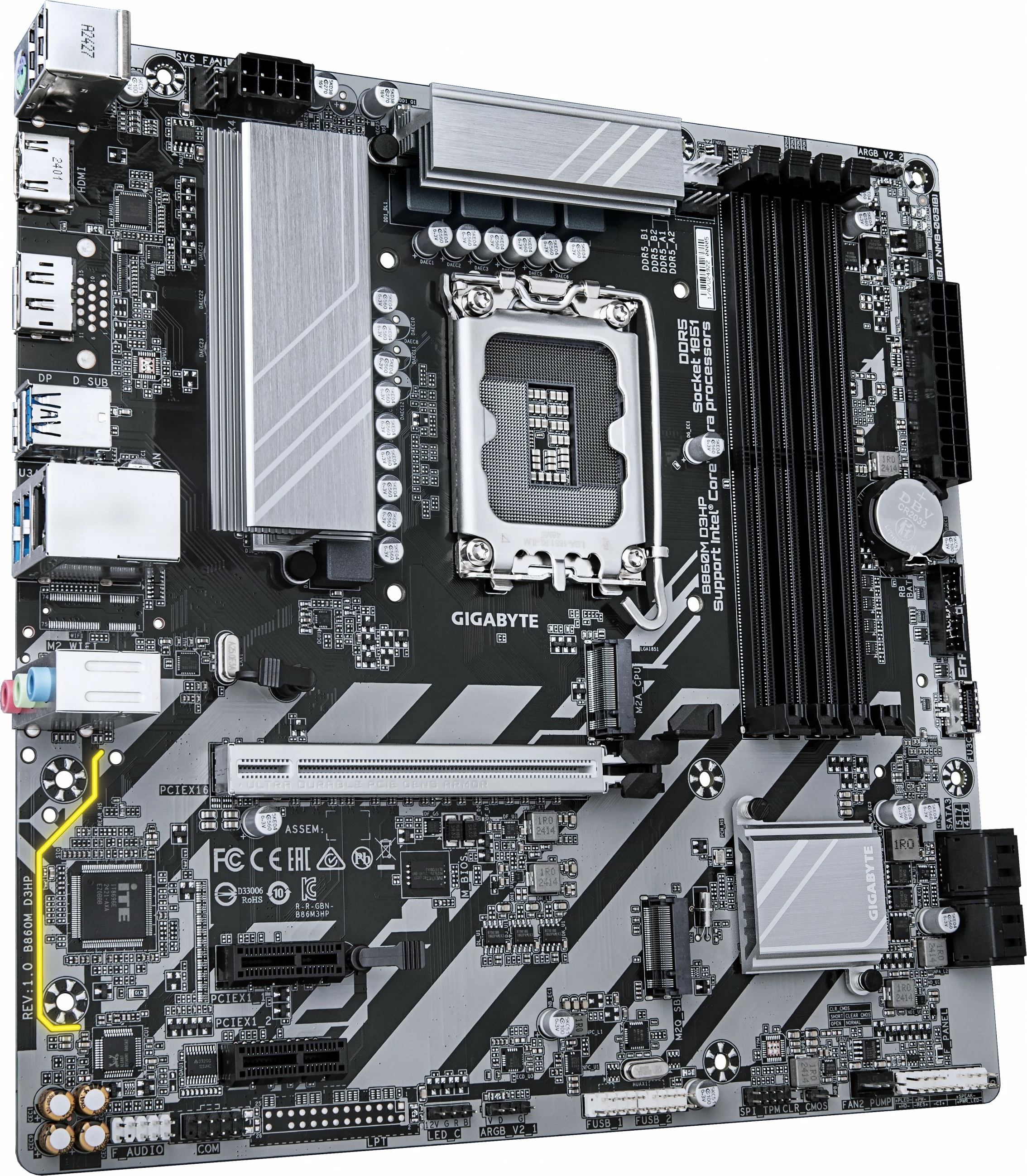 Plošča matična Gigabyte B860M D3HP, LGA 1851, DDR5, 2x M.2, PCIe 4.0, micro ATX