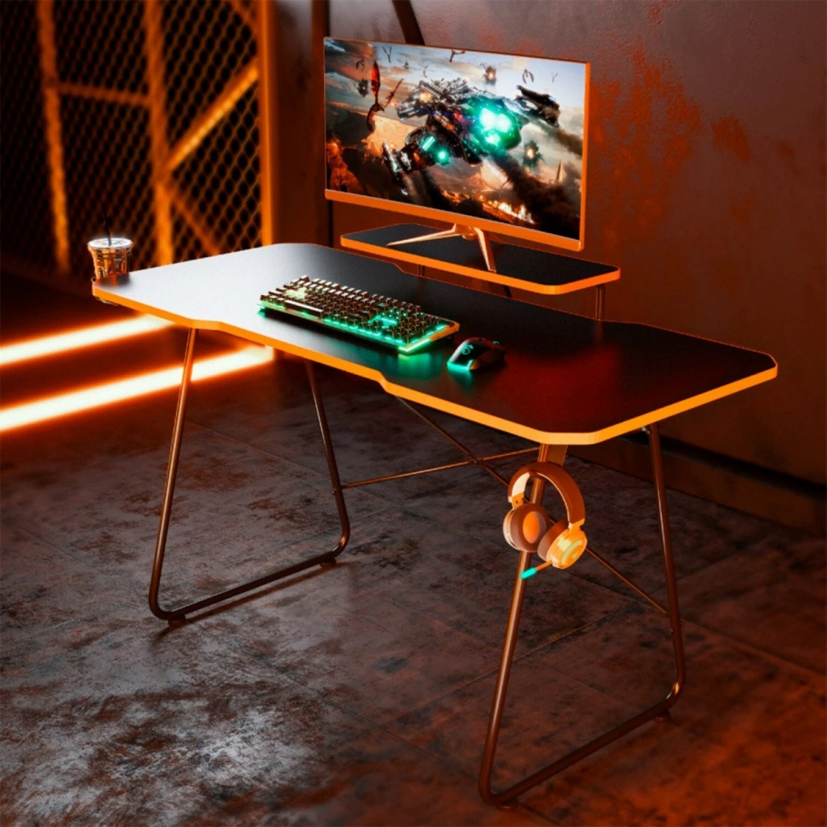 Gaming miza z dvignjeno polico za monitor Maclean RS170, črna