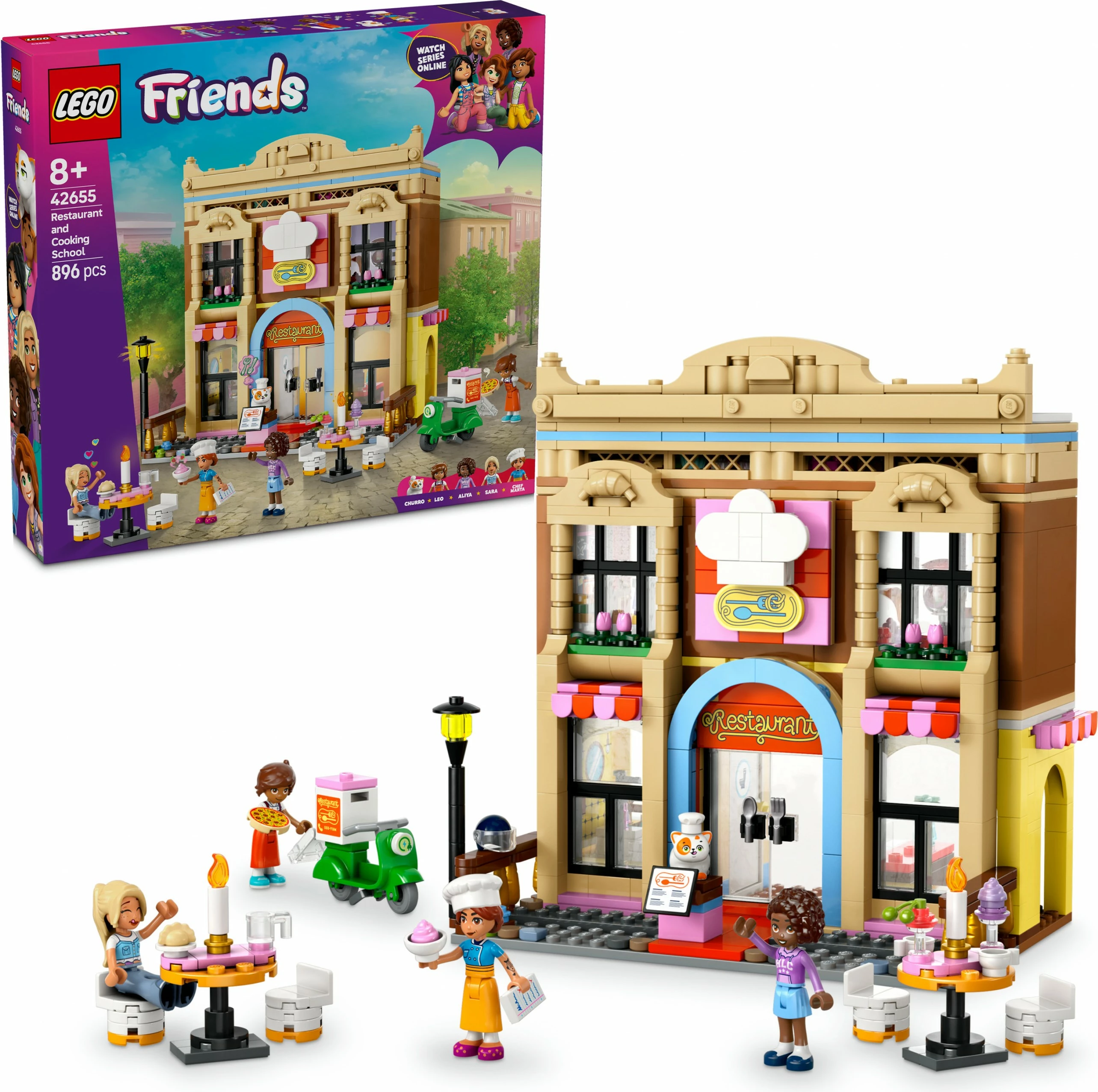 Restavracija in kuharska šola LEGO Friends 42655, 896 kosov, pisano
