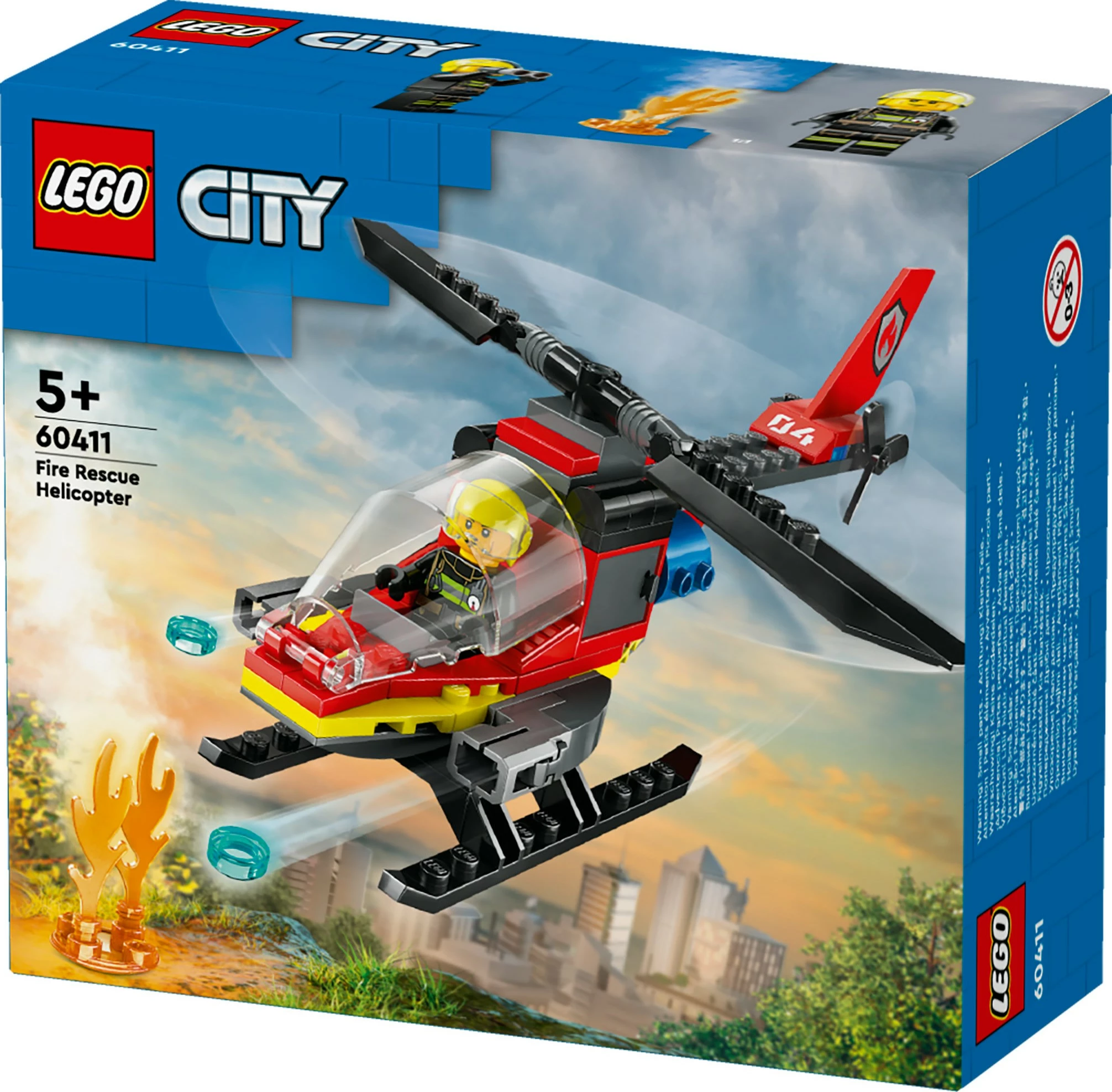 Helikopter za gašenje požara, set za sestavljanje LEGO City 60411, 85 delov, večbarven
