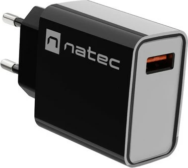 Stenski polnilec 1x USB-A, 18W, črn Natec Ribera NUC-2058