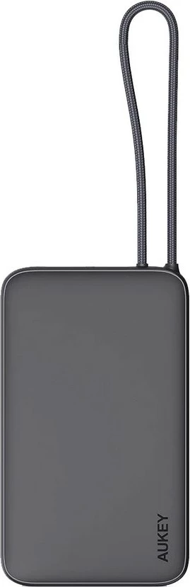 Power bank 10000 mAh, 22.5W, 4×USB, z vgrajenim kablom USB-C, AUKEY Spark Sling PB-Y53P, črn Power bank 10000 mAh, 22.5W, 4×USB, z vgrajenim kablom USB-C, AUKEY Spark Sling PB-Y53P, črn
