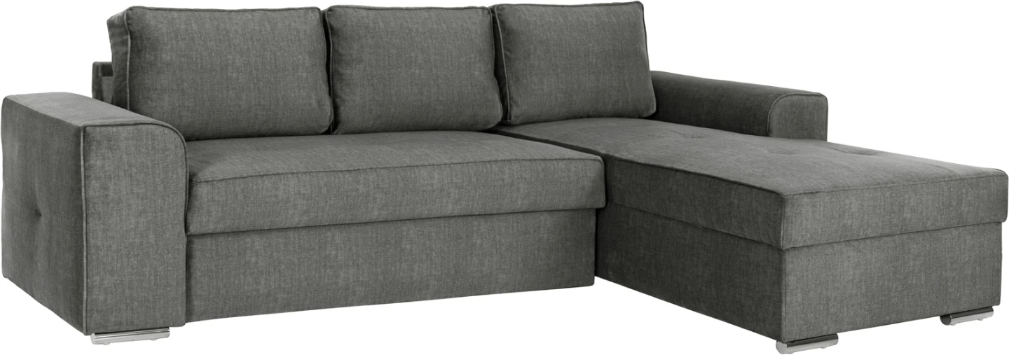 Desni kotni kavč NACHO FH3279.02R iz antracitne tkanine-srebrne kovinske noge 270x163x88Hcm