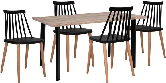 Set jedilne mize 5 kosov s črnimi stoli Vanessa FH10399 110x70x75,5 cm