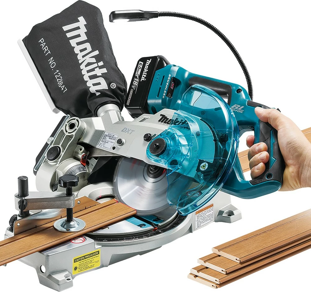 Brezžična kotna žaga Makita DLS600Z, na baterijo, modra