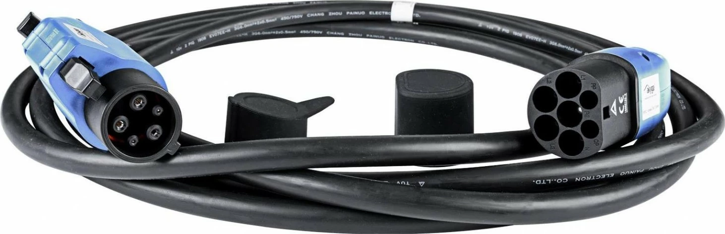 Polnilni kabel za električno vozilo Akyga AK-EC-08, Type 2/Type 1, eno-fazni, 32 A, 7,2 kW, 6 m, črno-modra
