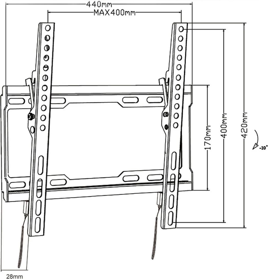 Stenski nosilec za TV, Maclean MC-412, 32–70 in, VESA 400x400, črn