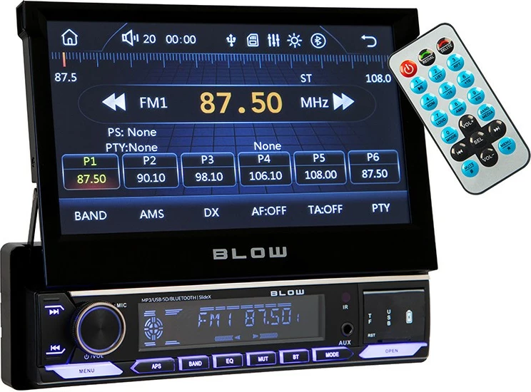 7" zaslon na dotik, Bluetooth, USB/microSD, črn — avtoradio BLOW SlideX