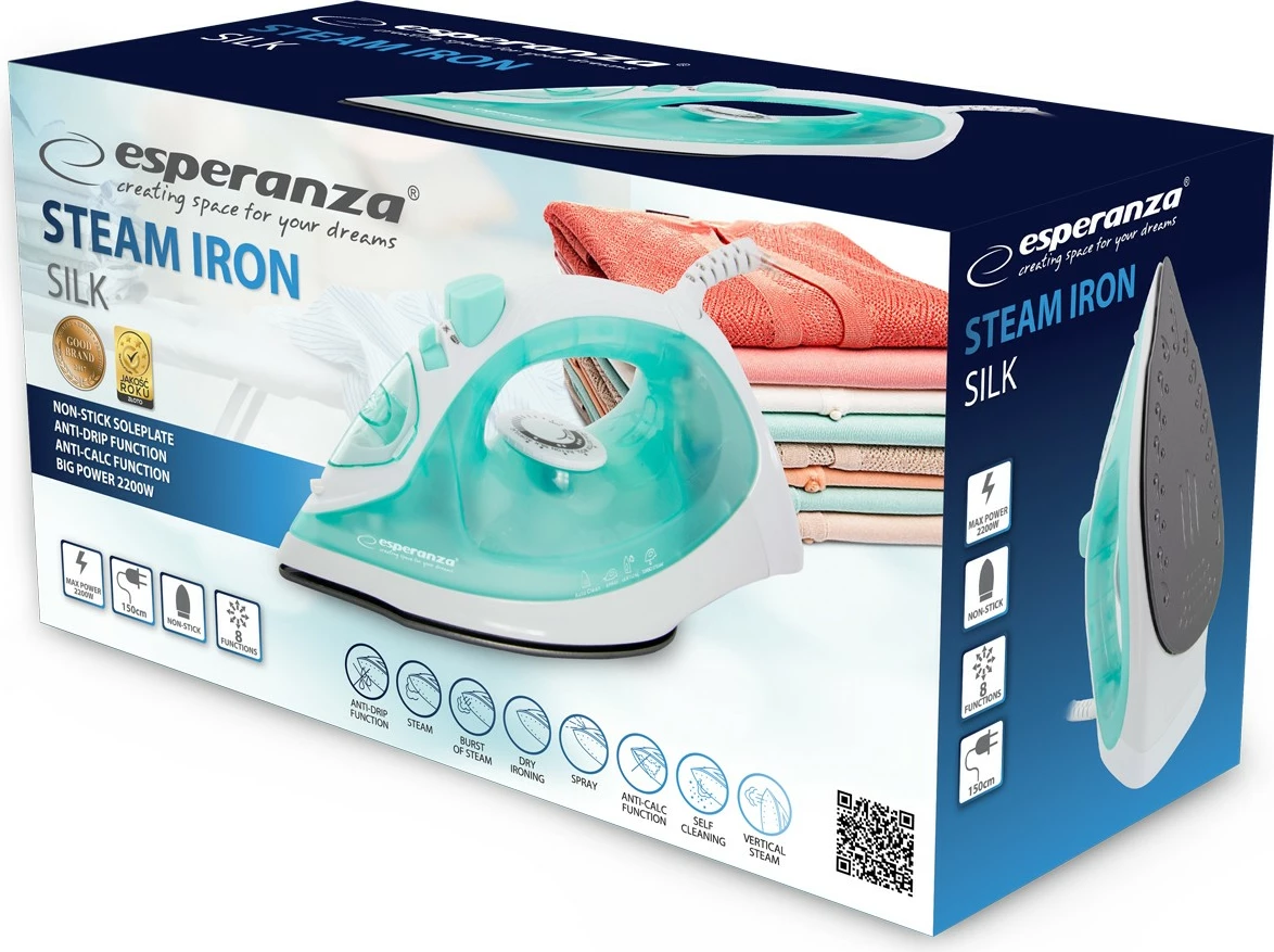 Parni likalnik Esperanza Silk EHI005, 2200 W, turkizna Parni likalnik Esperanza Silk EHI005, 2200 W, turkizna