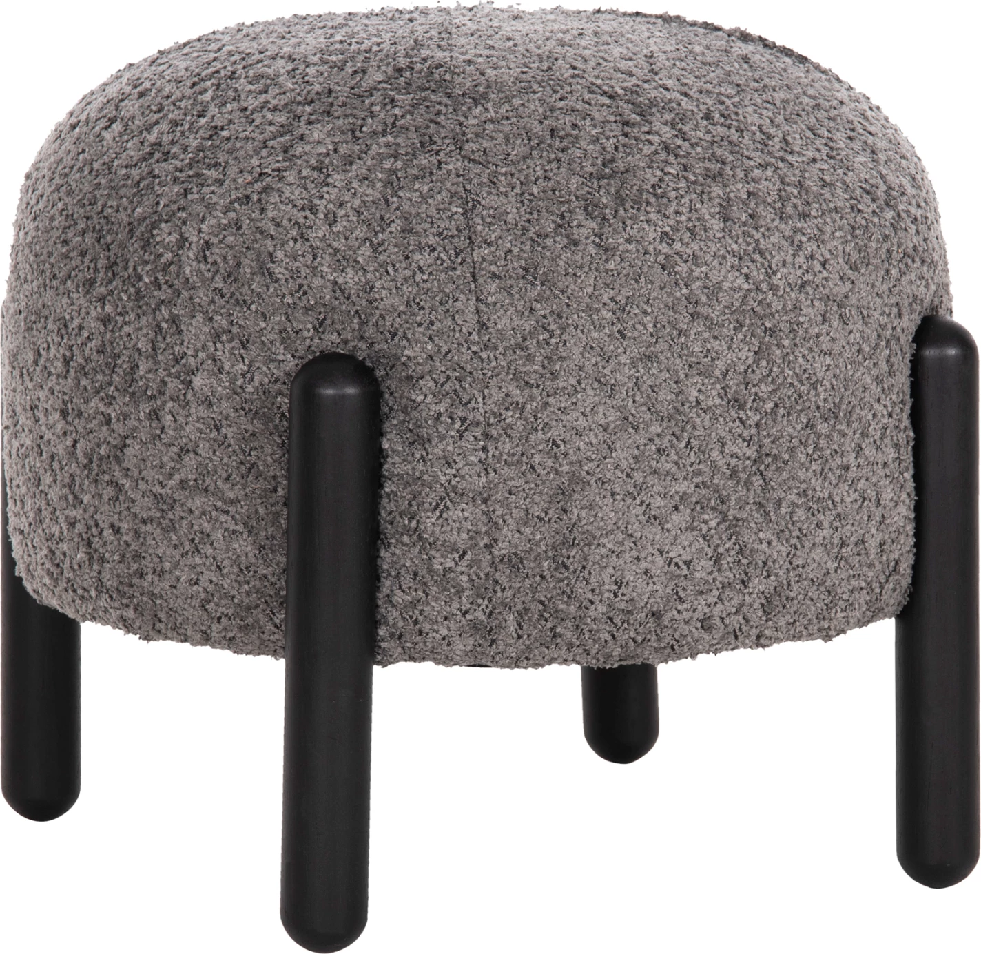 Okrogli stol EWAN FH9596.01 iz sive boucle tkanine s črnimi kovinskimi nogami Φ45x36Hcm