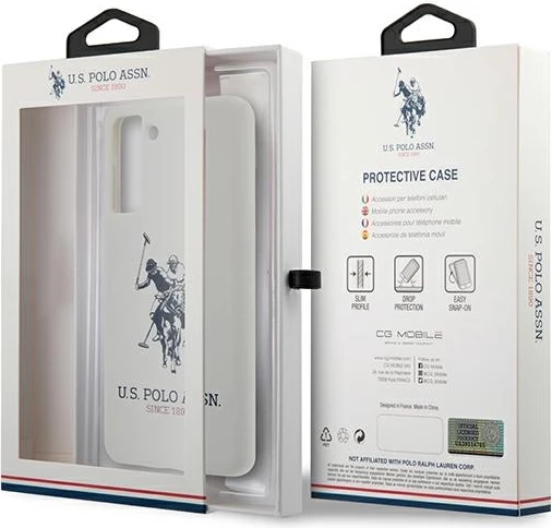 Ovitek za Samsung Galaxy S21+, U.S. Polo Assn. USHCS21MSLHRWH, silikonski, bel