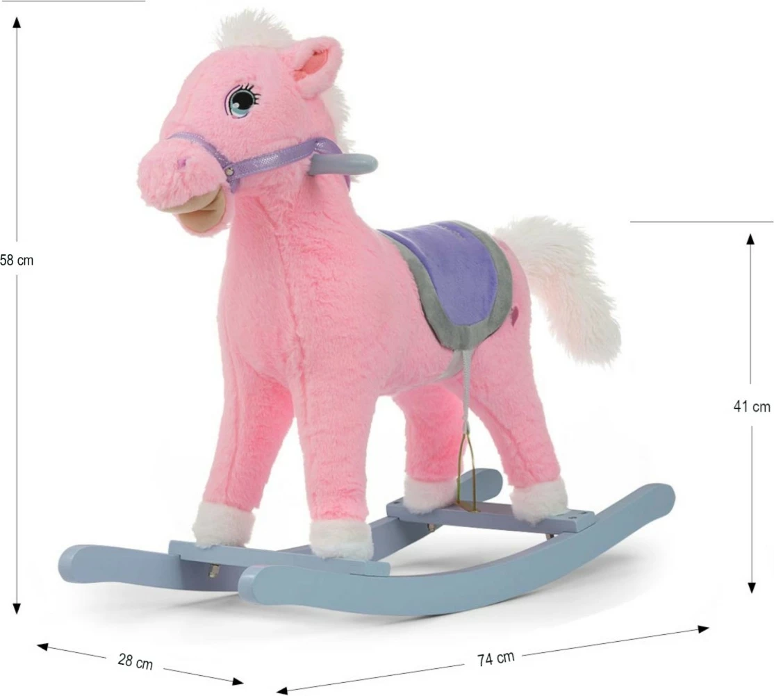 Gugalni konj Milly Mally Pink Spotted, 74x58x28 cm, rožnato/vijolično