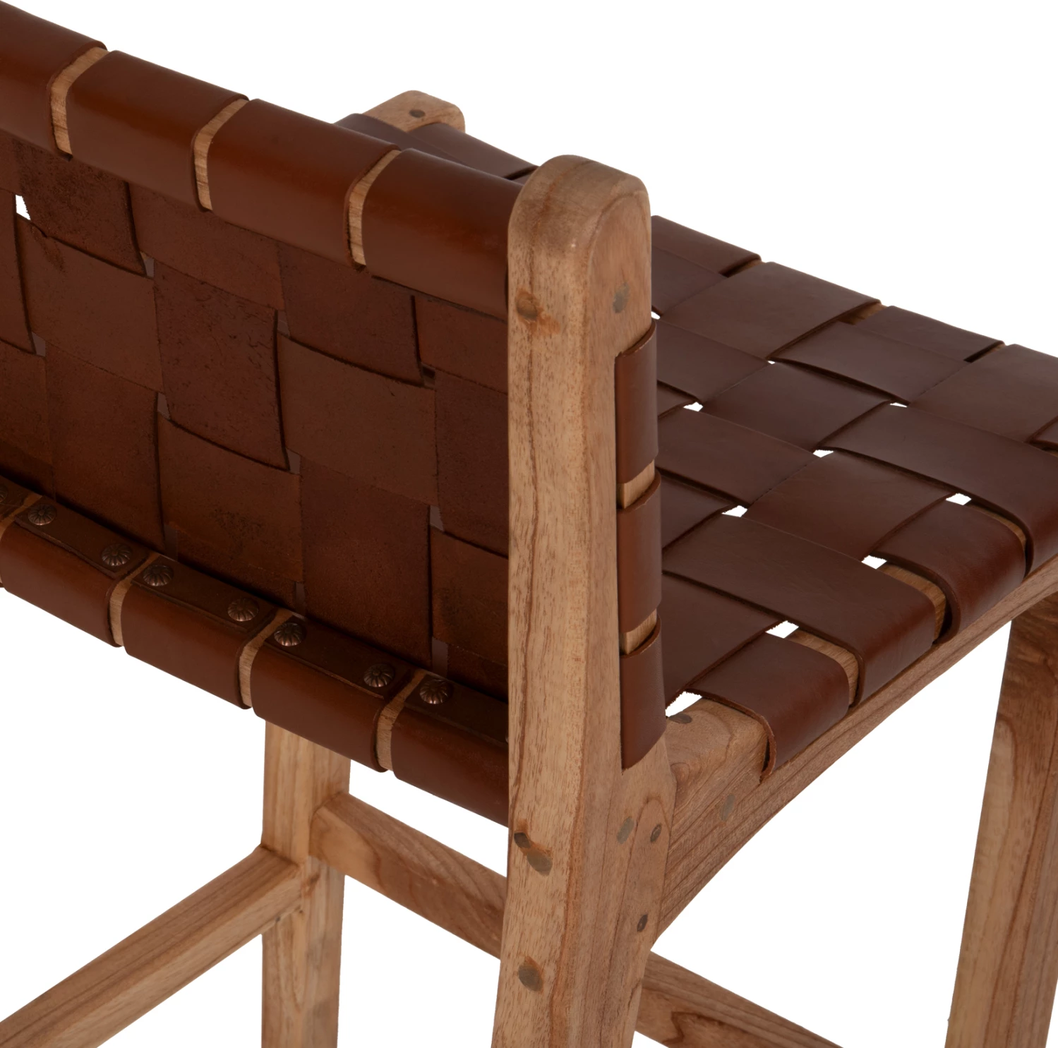 Stol z naslonjalom FH9380.01 visok mindi les pleteno usnje naravno, 40x53x89H