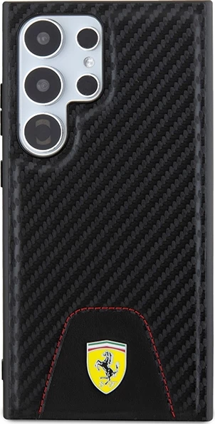 Ovitek za telefon Carbon Stitched Bottom Ferrari za Samsung Galaxy S24 Ultra, črn