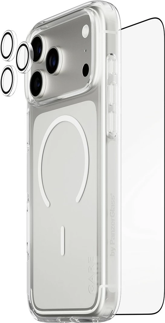 Ovitek za telefon 3-v-1 PanzerGlass CARE Flagship Explorer Bundle za iPhone 17 Pro Max, prozoren