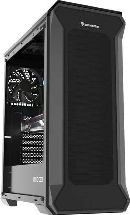 Kasa Natec Genesis Irid 505F, Midi Tower, ATX/Micro ATX/Mini ITX, 5 ventilatorjev, stekleno okno, črna
