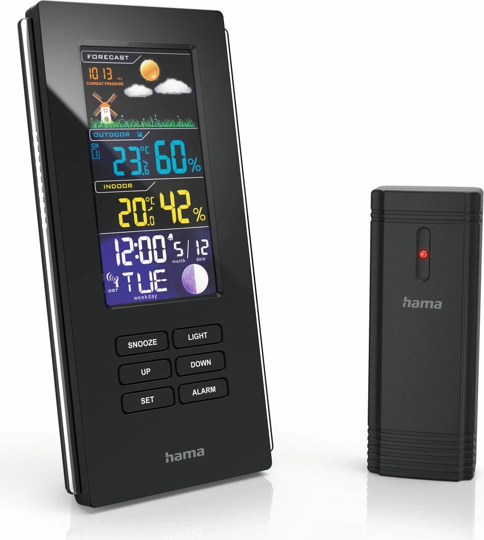 Vremenska postaja z barvnim zaslonom Hama Color Edge, črna