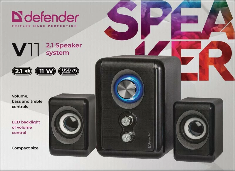 Ožični zvočniki Defender V11 2.1, 11 W, USB, črni