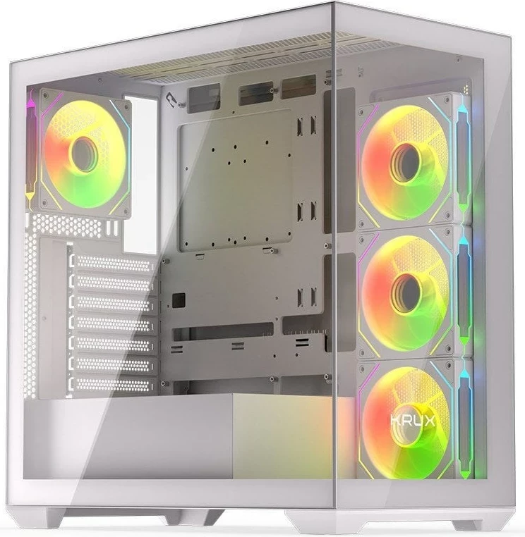 Moderna računalniška ohišje KRUX EXO KRXD009, kaljeno steklo, belo