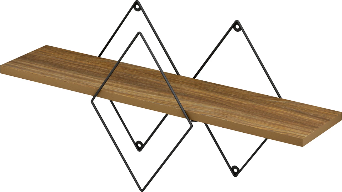 Stenska polica CHANTRIA FH8934.11 melamin v barvi hrasta-kovina v črni 60x14x36Hcm