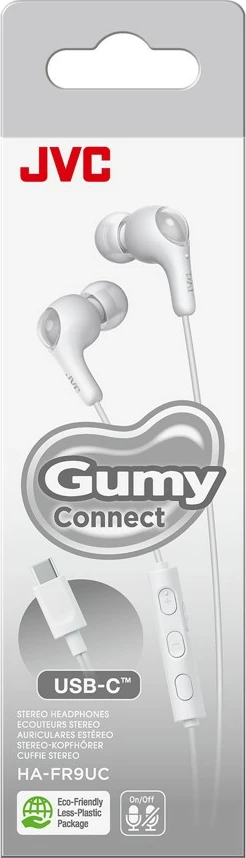 Ušesne slušalke z mikrofonom JVC HA-FR9UC Gumy Connect, USB-C, bele